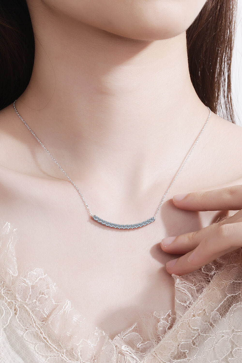 Sterling Silver Curved Bar Necklace