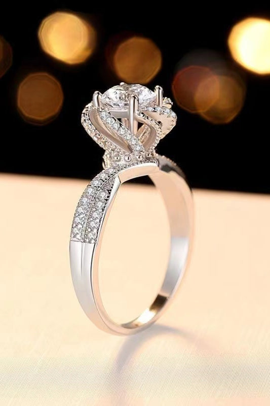 Floral 18K Platinum-Plated Ring